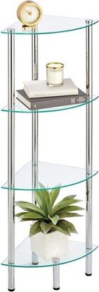 mDesign Glass Corner 4-Tier Storage Organizer Tower Cabinet - Chrome/Clear