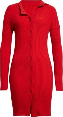 The Colin Asymmetric Long Sleeve Wool Blend Dress