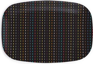 Serving Platters: Soda Nation Stripes - Dark Multi Serving Platter, Black