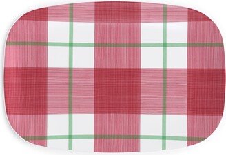 Serving Platters: Double Plaid Serving Platter, Red