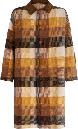 Check-Pattern Wool Coat-AA