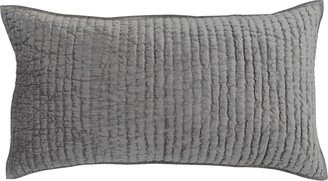 Lipa 20 x 36 Handmade Lumbar King Pillow Sham, Rayon Velvet, Cotton, Gray