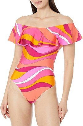 Vivid Vista Off-the-Shoulder One-Piece (Multi) Women's Swimsuits One Piece