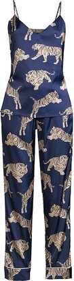 Averie Sleep Tiger-Print Long Camisole Pajama Set