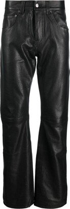 Straight-Leg Leather Trousers-AU