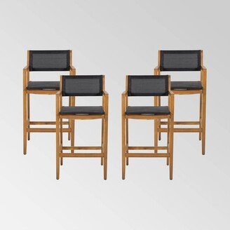 Fairfax 4pk Acacia Wood Bar Stools - Teak/Black