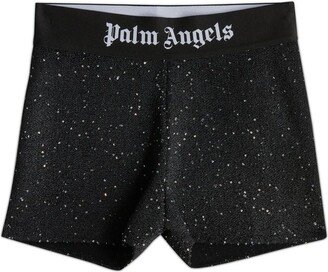 Logo-Waistband Glitter Detailed Shorts