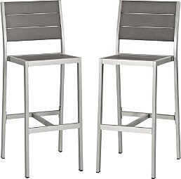 Shore Outdoor Aluminum Armless Bar Stool, Set of 2