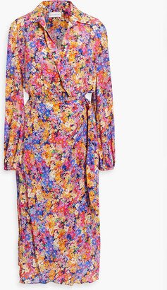 Through The Grapevine wrap-effect floral-print silk crepe de chine dress