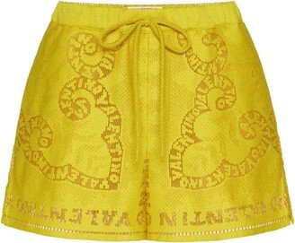 Embroidered Drawstring Cotton Shorts