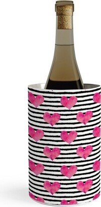 Little Arrow Design Co watercolor hearts on stripes Wine Chiller