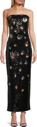 Shiloh Floral Sequined Midi-Dress