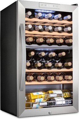 Schmecke Schmécké 33 Bottle Compressor Wine Cooler Refrigerator w/Lock - Freestanding 41f-64f Digital Temperature Control Stainless Steel