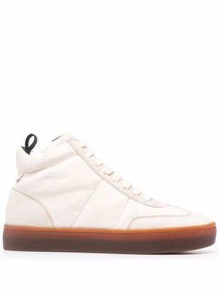 Kombined high-top leather sneakers