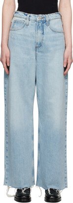 Blue 'Le High 'N' Tight Wide Crop' Jeans