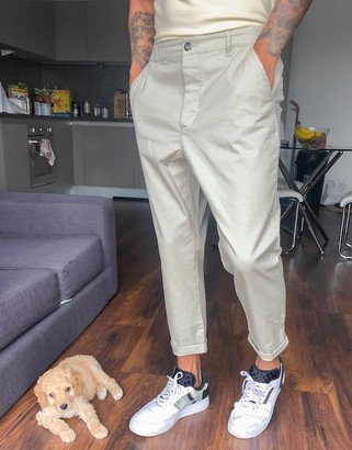 tapered cropped chinos in beige