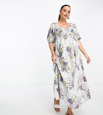 ASOS DESIGN Maternity cotton shirred midi dress in floral print