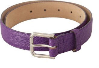 Purple Calfskin Leather Logo Engraved Buckle Women's Belt