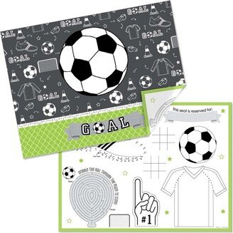 Big Dot of Happiness Goaaal - Soccer - Paper Birthday Party Coloring Sheets - Activity Placemats - Set of 16