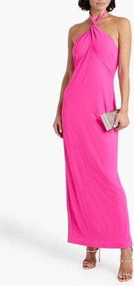 Twisted stretch-crepe halterneck maxi dress