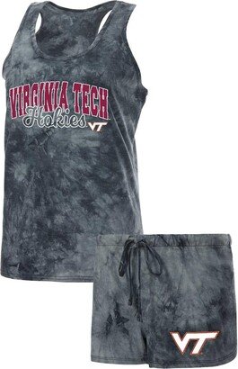 Women's Concepts Sport Charcoal Virginia Tech Hokies Billboard Tie-Dye Tank and Shorts Sleep Set