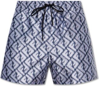 FF-Logo Printed Drawstring Swim Shorts