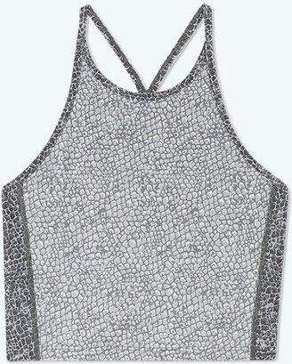 The High Neck Midi Sports Bra Tank - Modern Snake in Smoke & Ash