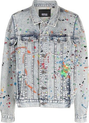 Paint-Embroidered Denim Jacket