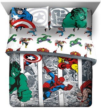 Avengers Comic Cool Queen Bed Set, 5 Pieces