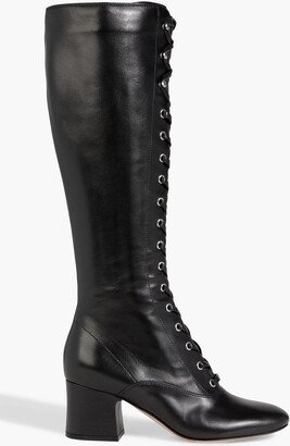 Lace-up leather knee boots