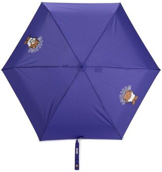 Teddy Bear-print folded umbrella