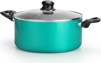 Green Dutch Oven Pot with Lid, (4.44 qt) Kitchen Cookware, Black Coating Inside, Heat Resistant Lacquer Outside