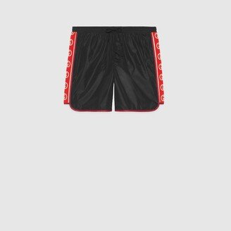 Nylon swim shorts with logo stripe-AA