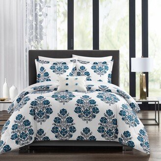 Chic Home Design Riley 8 Piece Comforter Set Large Scale Floral Medallion Print Design Bed In A Bag Bedding