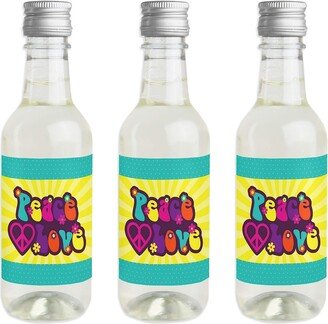 Big Dot Of Happiness 60's Hippie - Mini Wine Bottle Stickers - 1960s Groovy Party Favor Gift - 16 Ct