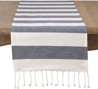 Saro Lifestyle Cotton Striped Tassel Runner