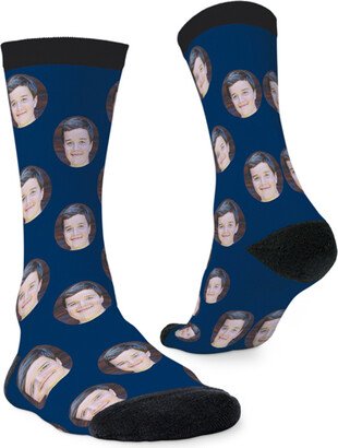 Socks: Floating Faces Custom Socks, Blue