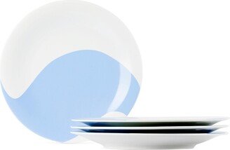 Misette White & Blue Colorblock Dinner Plate Set, 4 pcs