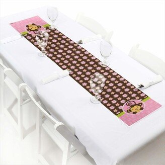 Big Dot Of Happiness Pink Monkey Girl - Petite Party Paper Table Runner - 12 x 60 inches