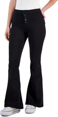 Juniors' Button-Fly Curvy-Fit Flared-Leg Jeans