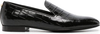 Crocodile-Effect Leather Loafers