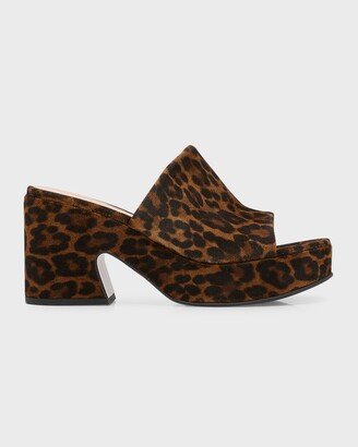 Leopard Suede Platform Mule Sandals