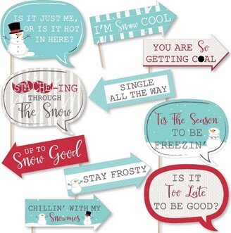 Big Dot of Happiness Funny Let It Snow - Snowman - Christmas & Holiday Photo Booth Props Kit - 10 Piece