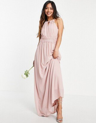 Bridesmaid maxi halterneck dress in pink