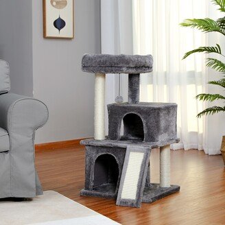 Modern 34 Inches Cat Tree Luxury Cat Tower with Double Condos, Spacious Perch