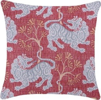 Kauffman Lion Dance Double Sided Throw Pillow Cover Rouge