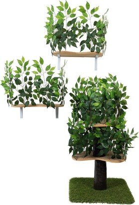 On2Pets Cat Tree & Canopy Shelves Bundle - M - White - 2ct