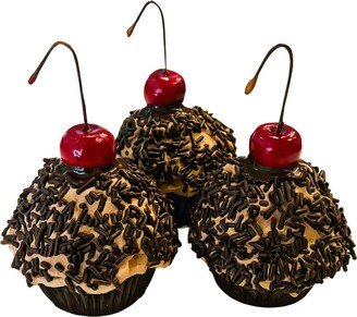 Dezicakes Fake Cupcakes Chocolate Cherry Sprinkles Set Of 3 Prop Decoration Dezicakes Food - Cake - Home