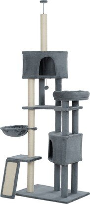 IGEMAN 105 Inch Cat Tree with 3 Perches, 2 Caves, Cozy Basket and Scratching Board, Cat Condo for Indoor