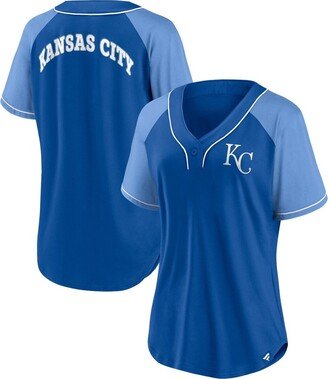 Women's Branded Royal Kansas City Royals Ultimate Style Raglan V-Neck T-shirt